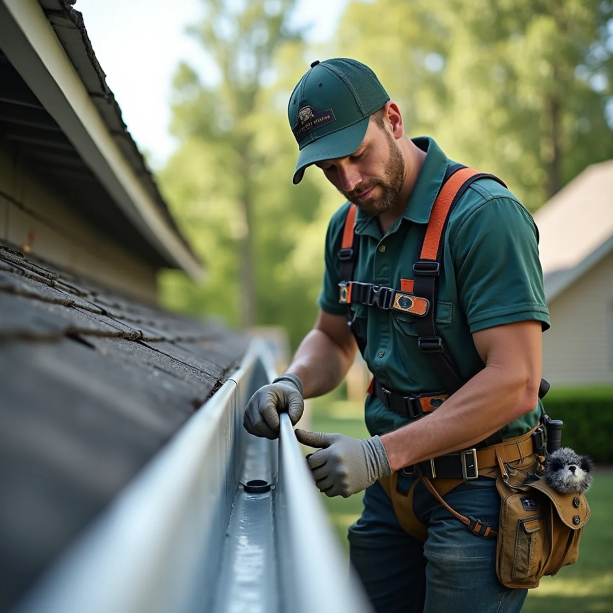Oversized 3x4 inch drop outlet being installed in 6-inch gutter trough