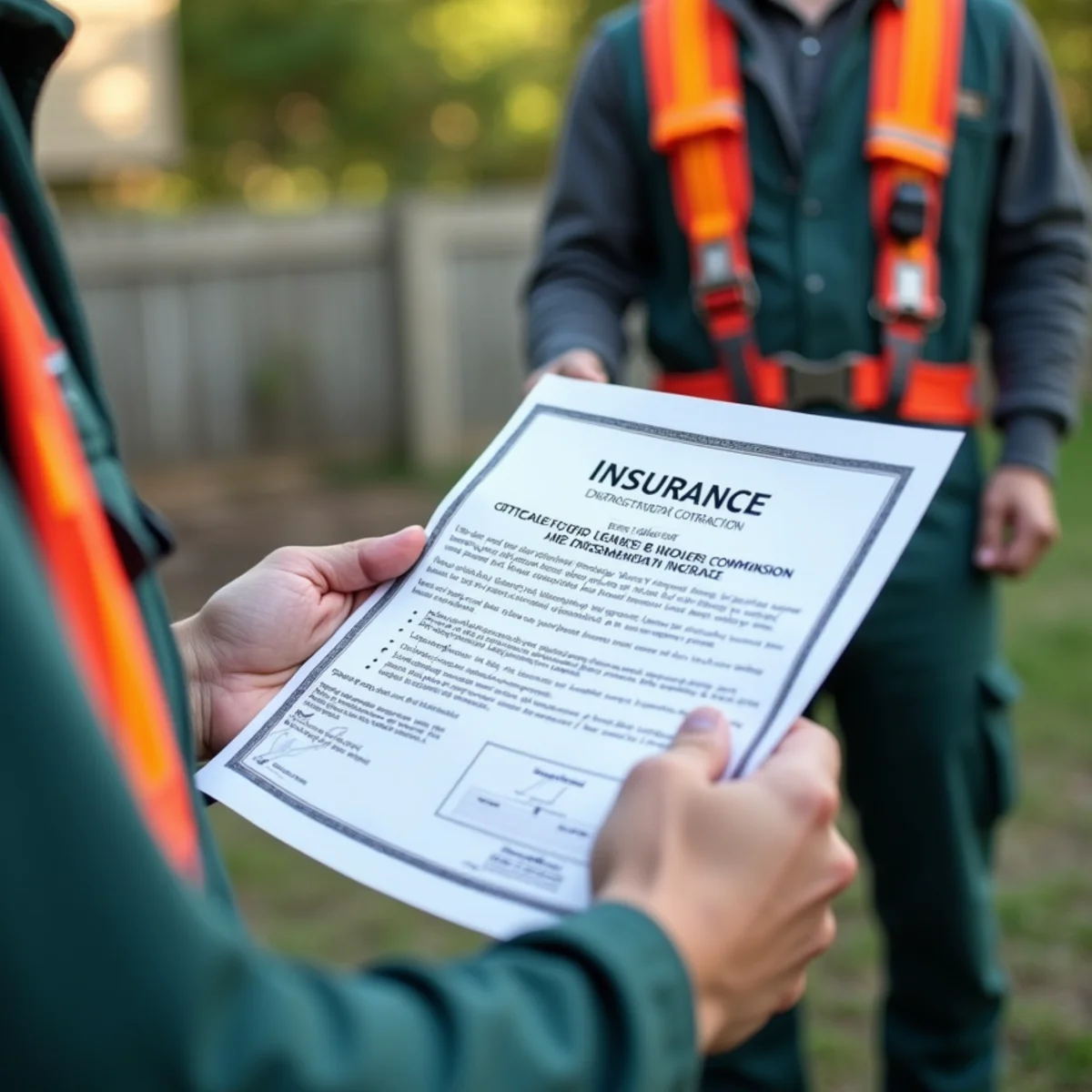 Official contractor certificate of commercial liability and workers compensation insurance