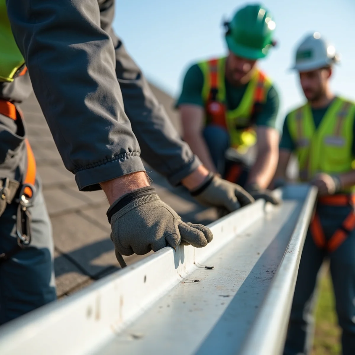 Commercial heavy-gauge gutter bracket with neoprene expansion joint for thermal shifts