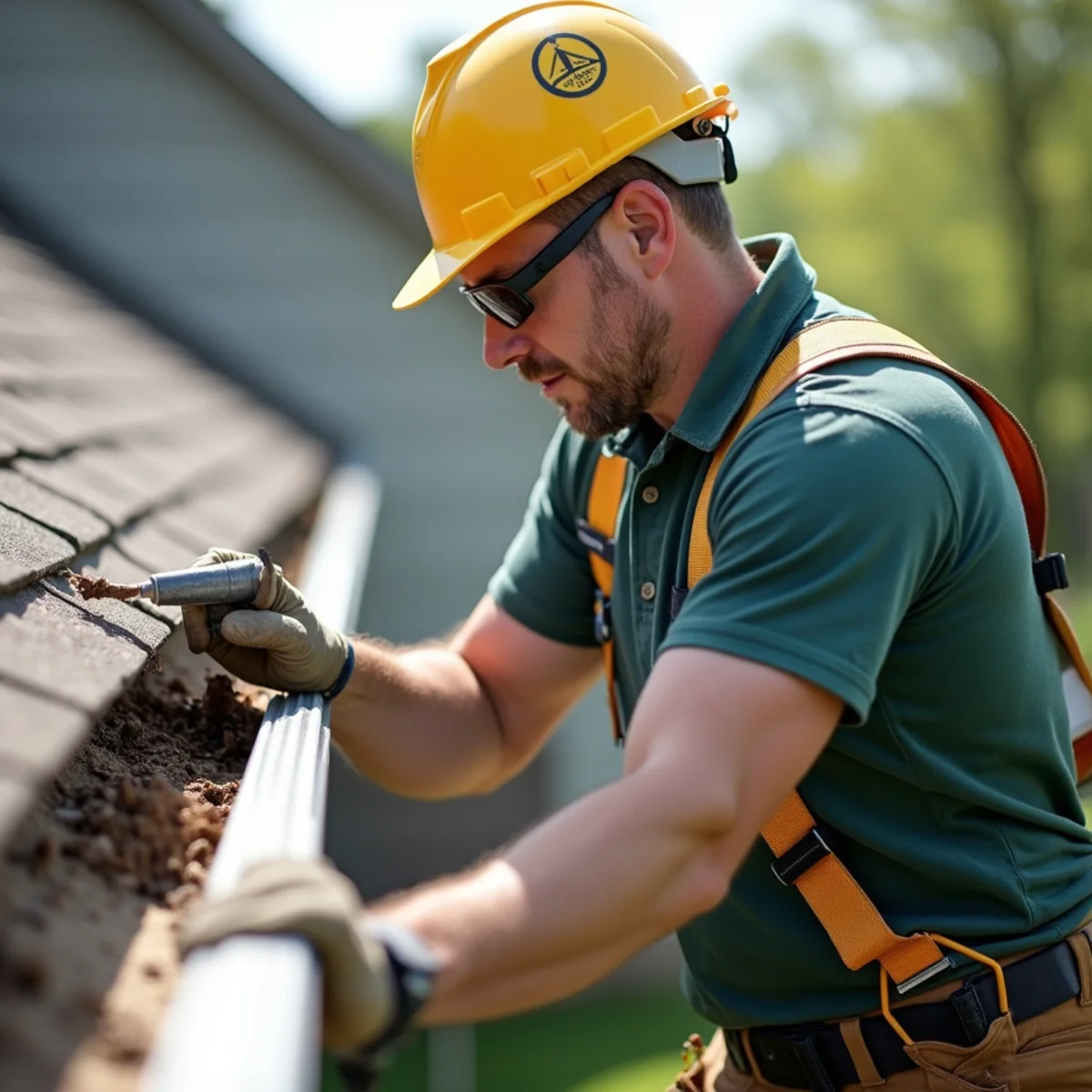 Technician testing wooden fascia density with non-invasive moisture probe