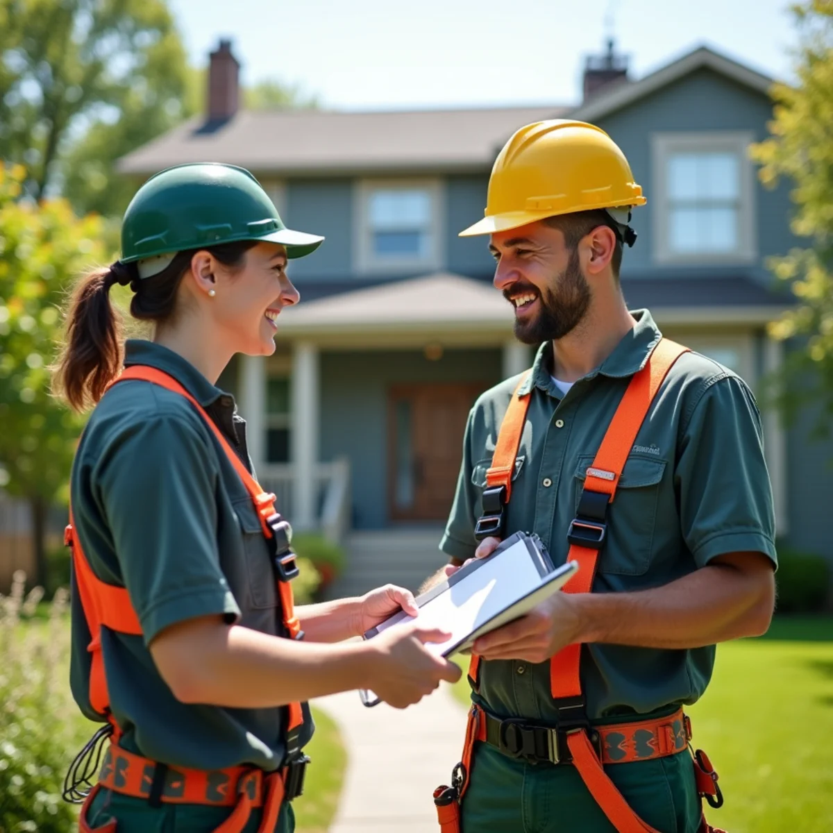DualGuard estimator reviewing written gutter inspection scope with Sartell homeowner