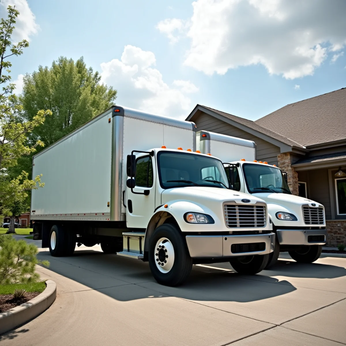 DualGuard service trucks staged at Sartell headquarters for Central Minnesota dispatch