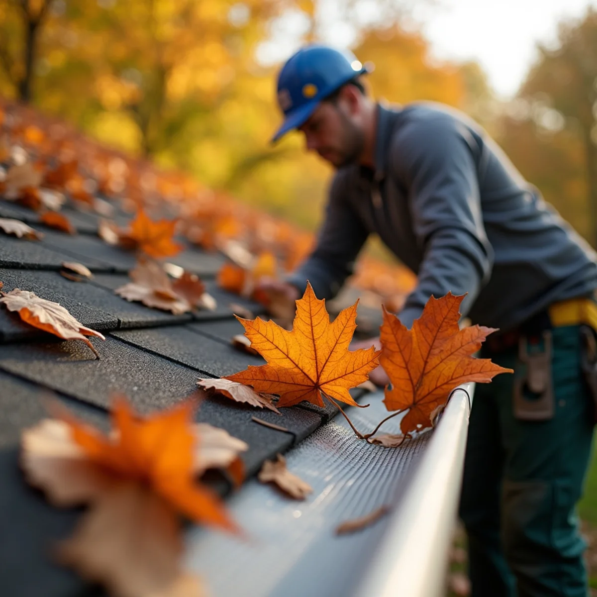 Micro-mesh gutter guard stopping heavy maple seed helicopters on St Joseph roofline